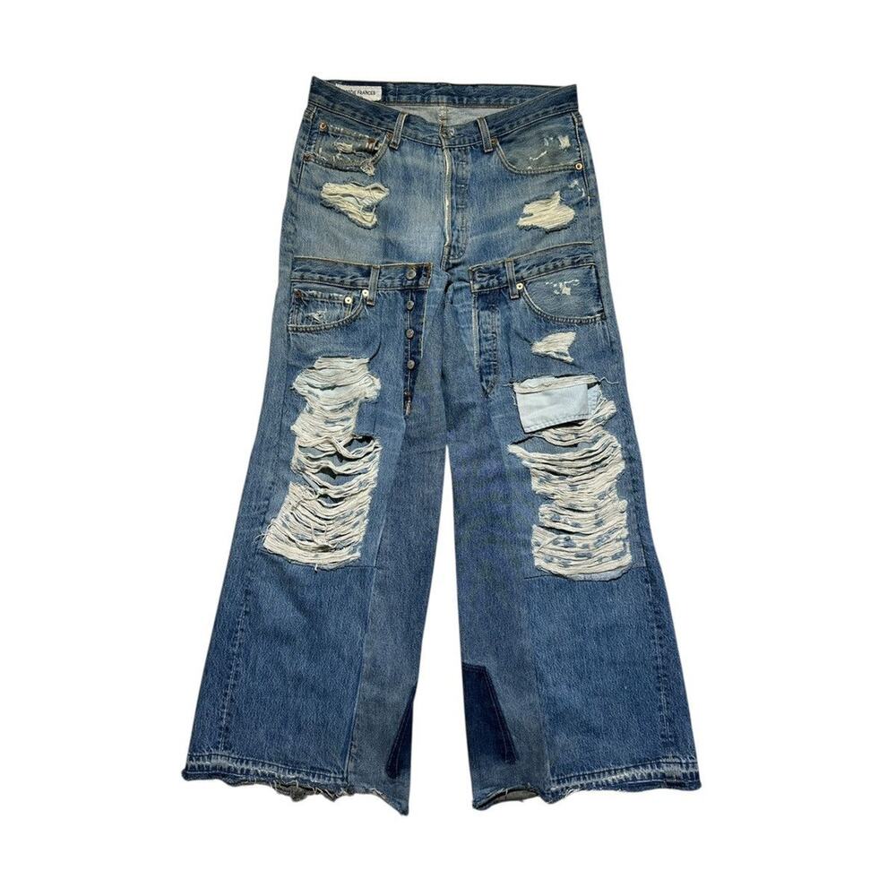 Freddie frances reconstructed flared distressed denim